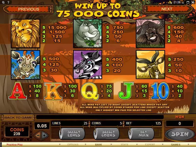 Mega Moolah Microgaming Slot Game released in November 2006 - Jackpot bonus game