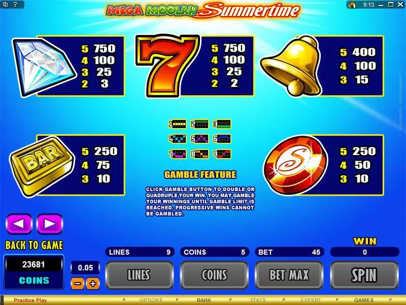 Mega Moolah Summertime Microgaming Slot Game released in   - Jackpot bonus game