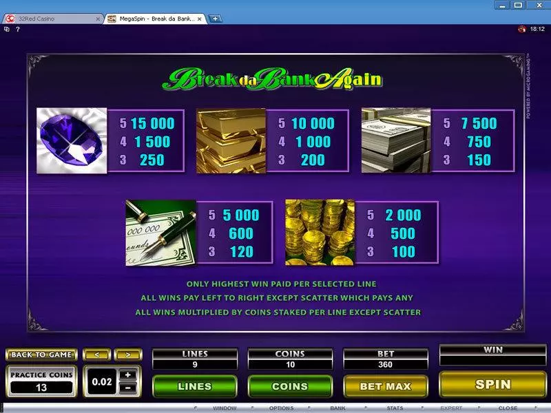 Mega Spin - Break da Bank Again Microgaming Slot Game released in   - Free Spins