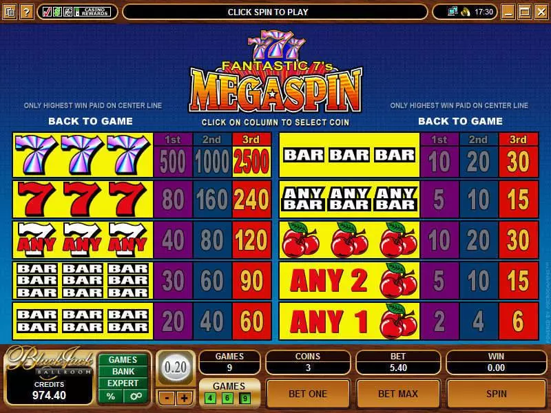 Mega Spin - Fantastic Sevens Microgaming Slot Game released in   - 