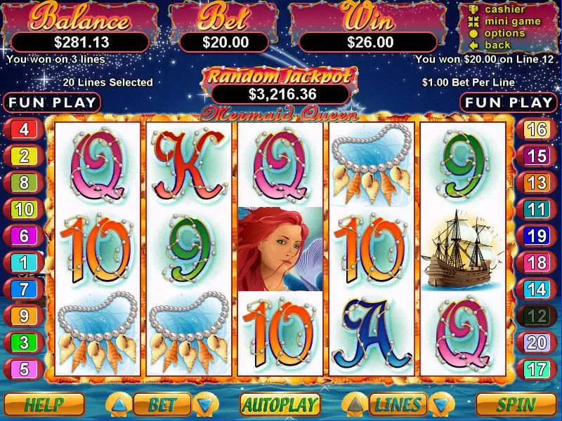 Mermaid Queen RTG Slot Game released in May 2006 - Free Spins