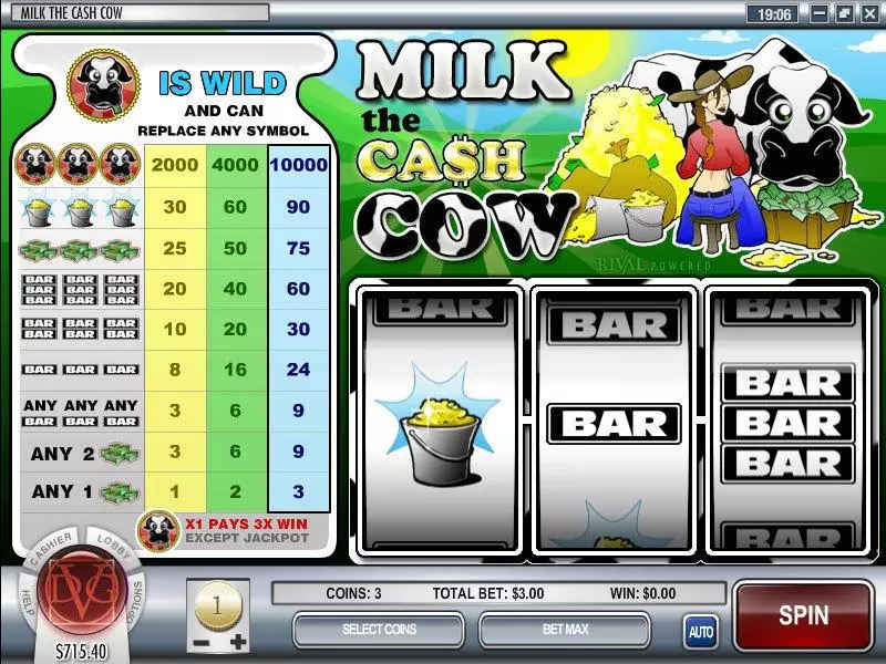 Milk the Cash Cow Rival Slot Game released in   - 