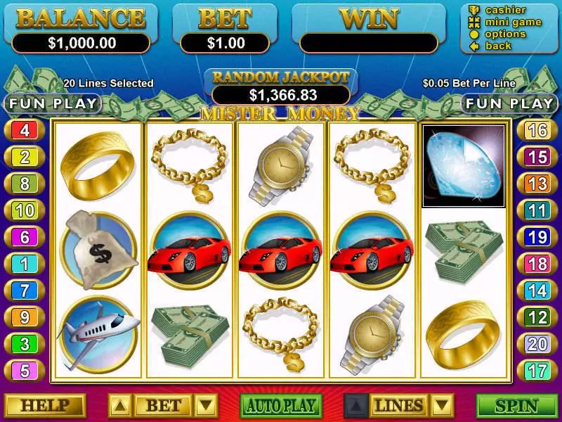 Mister Money RTG Slot Game released in January 2006 - Free Spins