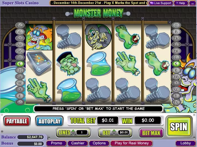 Monster Money WGS Technology Slot Game released in May 2009 - Second Screen Game