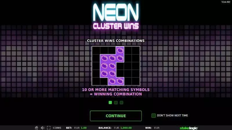 Neon Cluster Wins StakeLogic Slot Game released in February 2019 - Free Spins