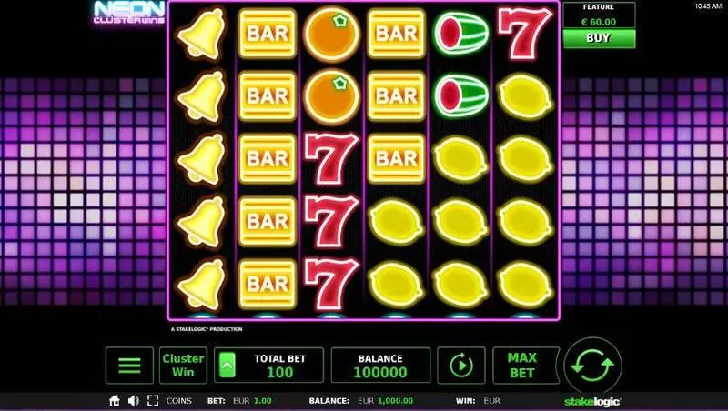 Neon Cluster Wins StakeLogic Slot Game released in February 2019 - Free Spins