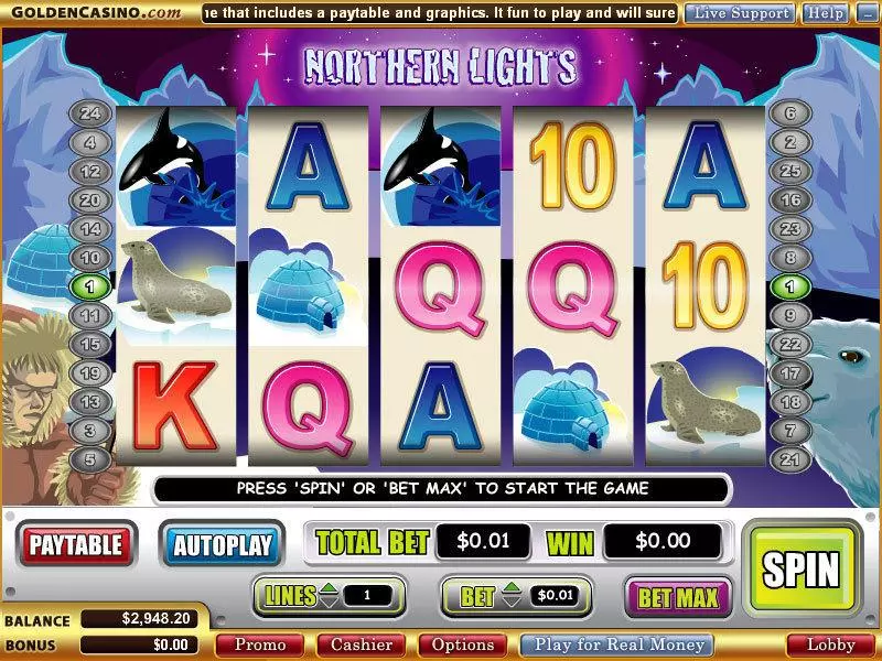 Northern Lights WGS Technology Slot Game released in January 2009 - Second Screen Game