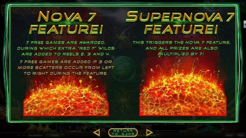 Nova 7's RTG Slot Game released in September 2016 - Free Spins