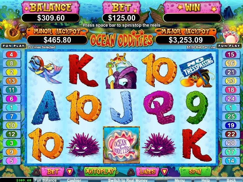 Ocean Oddities RTG Slot Game released in July 2013 - Free Spins
