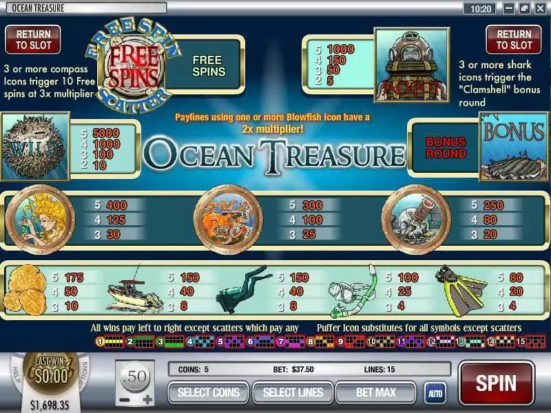 Ocean Treasure Rival Slot Game released in  2012 - Free Spins