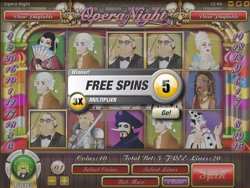 Opera Night Rival Slot Game released in February 2011 - Free Spins