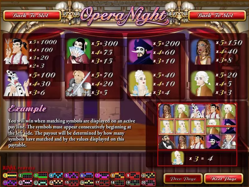 Opera Night Rival Slot Game released in February 2011 - Free Spins