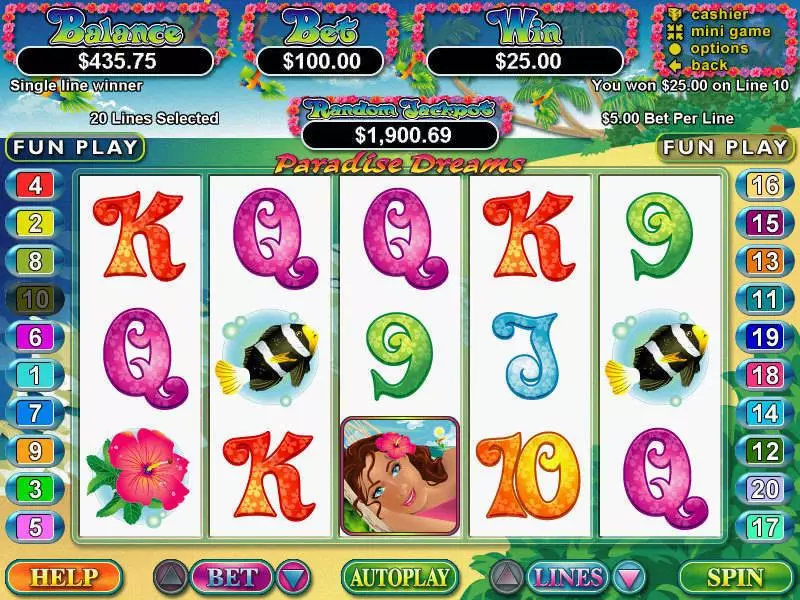Paradise Dreams RTG Slot Game released in August 2006 - Free Spins