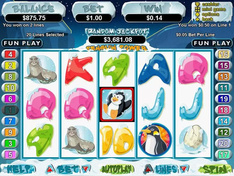 Penguin Power RTG Slot Game released in August 2006 - Free Spins