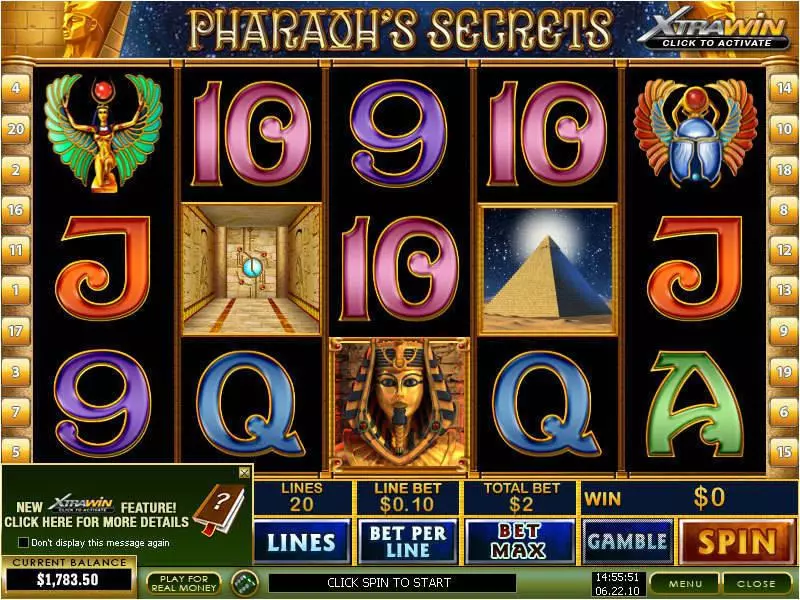 Pharaoh's Secrets PlayTech Slot Game released in   - Free Spins