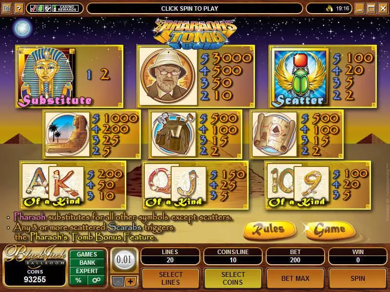Pharaoh's Tomb Microgaming Slot Game released in   - Second Screen Game