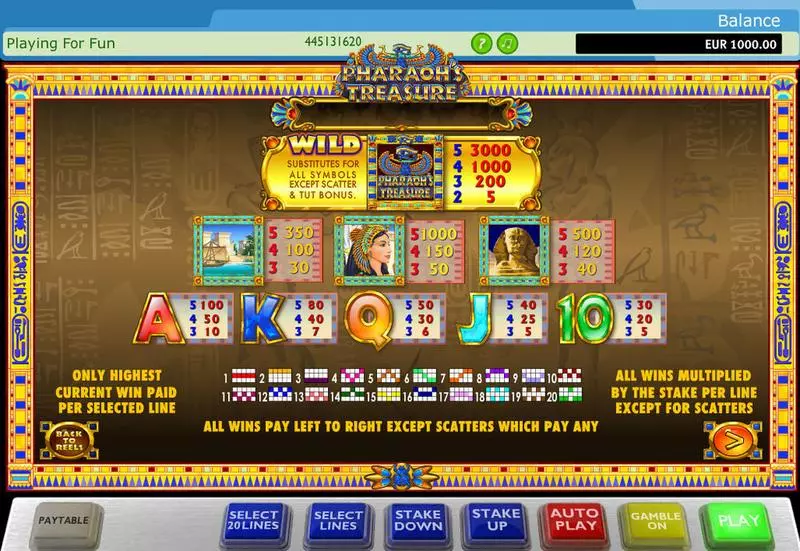 Pharaohs Treasure PlayTech Slot Game released in   - Free Spins