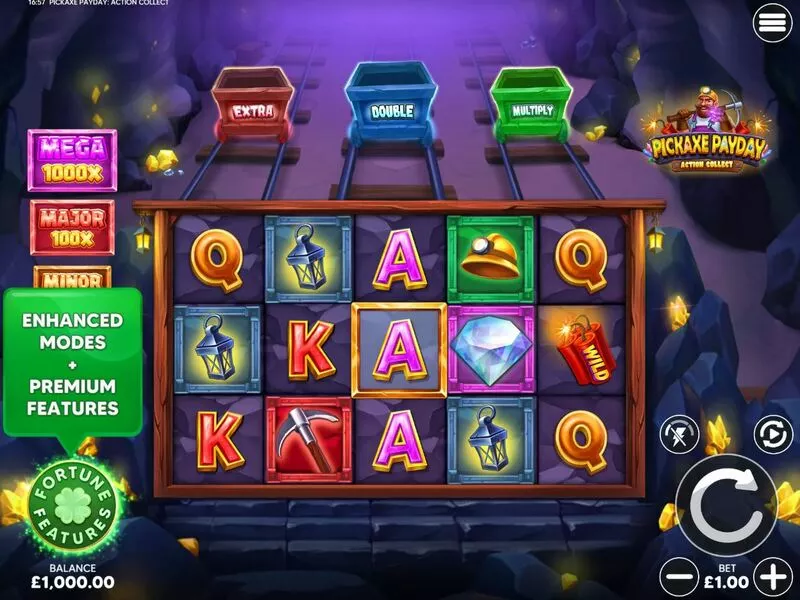 Pickaxe Payday Action Collect Four Leaf Gaming Slot Game released in November 2025 - Expanding ReelsNudge MultiplierRandom Multiplier