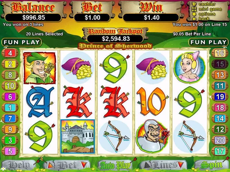 Prince of Sherwood RTG Slot Game released in June 2005 - Free Spins