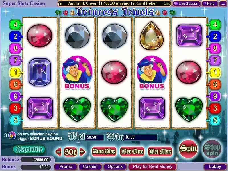 Princess Jewels WGS Technology Slot Game released in January 2006 - Second Screen Game