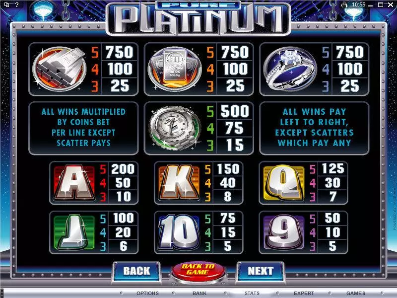 Pure Platinum Microgaming Slot Game released in   - Free Spins