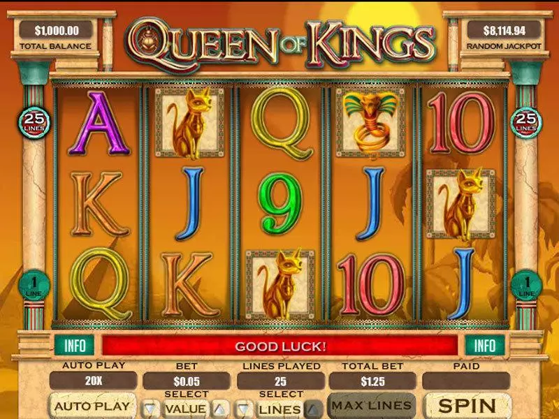 Queen of Kings RTG Slot Game released in August 2012 - Free Spins