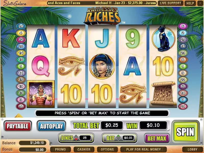 Ramesses Riches WGS Technology Slot Game released in January 2011 - Free Spins