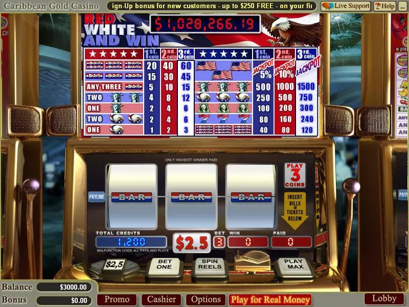 Red White and Win WGS Technology Slot Game released in August 2008 - 