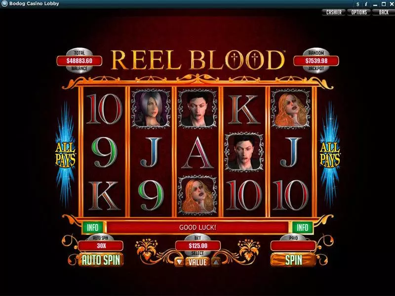 Reel Blood RTG Slot Game released in August 2011 - Second Screen Game
