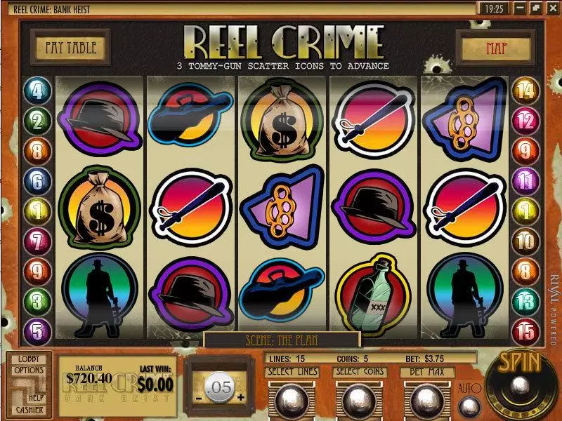 Reel Crime 1 Bank Heist Rival Slot Game released in  2012 - Free Spins