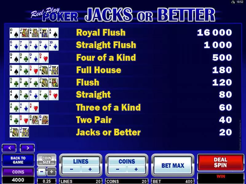 Reel Play Poker - Jacks or Better Microgaming Slot Game released in   - 