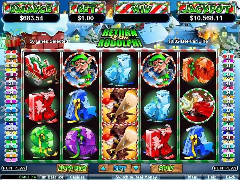 Return of the Rudolph RTG Slot Game released in November 2010 - Free Spins