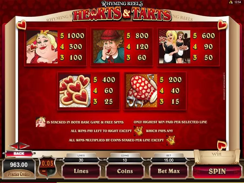 Rhyming Reels - Hearts and Tarts Microgaming Slot Game released in   - Free Spins