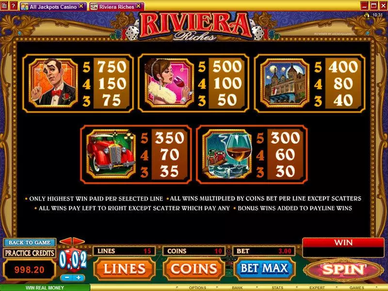 Riviera Riches Microgaming Slot Game released in   - Free Spins