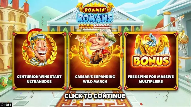 Roamin Romans UltraNudge Bang Bang Games Slot Game released in August 2023 - Free Spins