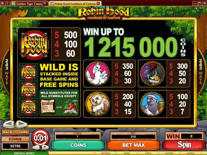 Robin Hood Feathers of Fortune Microgaming Slot Game released in   - Free Spins