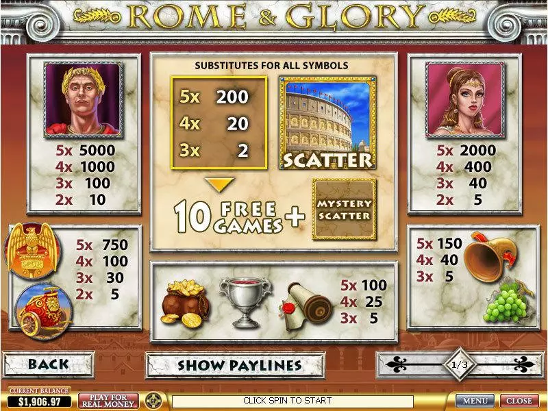 Rome and Glory PlayTech Slot Game released in   - Free Spins