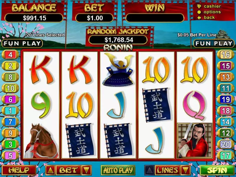 Ronin RTG Slot Game released in March 2005 - Free Spins