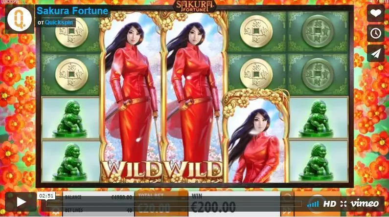 Sakura Fortune Quickspin Slot Game released in April 2017 - Free Spins
