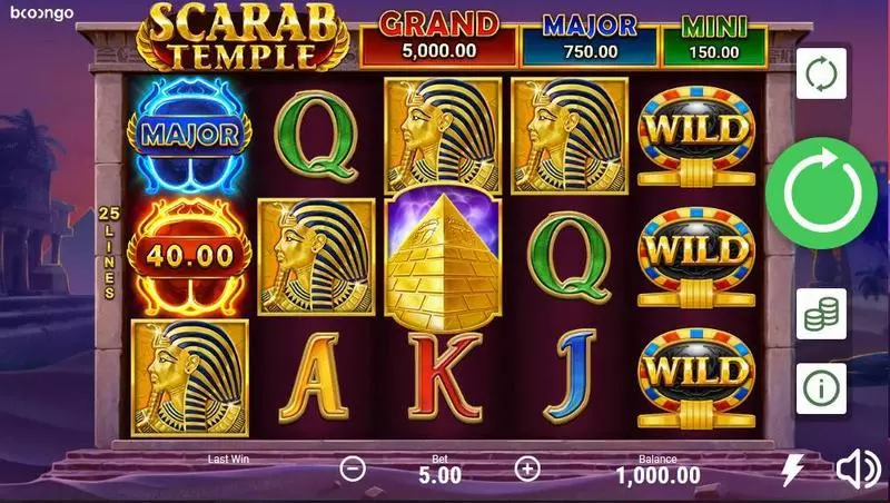 Scarab Temple Booongo Slot Game released in October 2020 - Free Spins