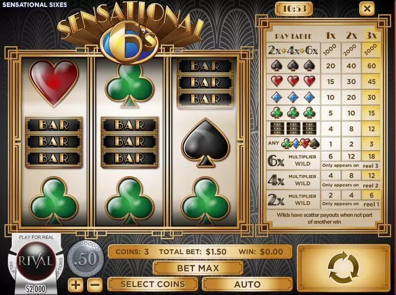 Sensational Sixes Rival Slot Game released in July 2017 - 