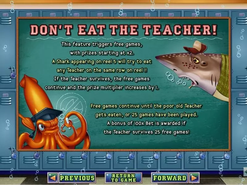 Shark School RTG Slot Game released in April 2014 - Pick a Box