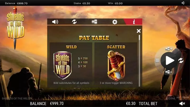 Shields of the Wild  NextGen Gaming Slot Game released in September 2018 - On Reel Game