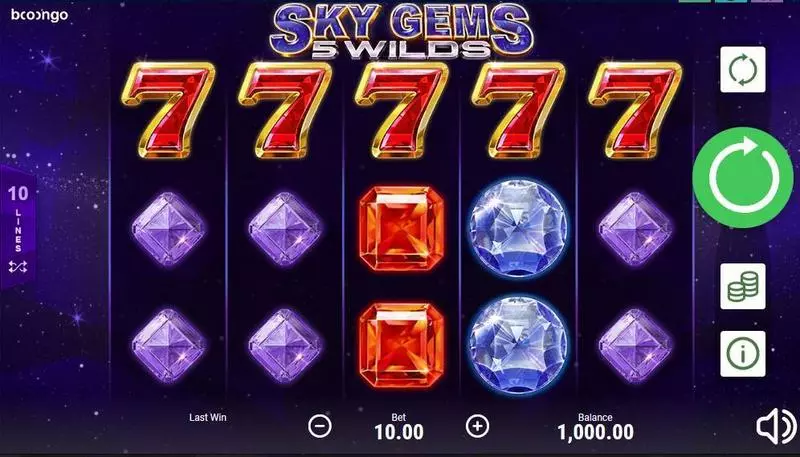 Sky Gems 5 Wilds Booongo Slot Game released in April 2010 - Re-Spin