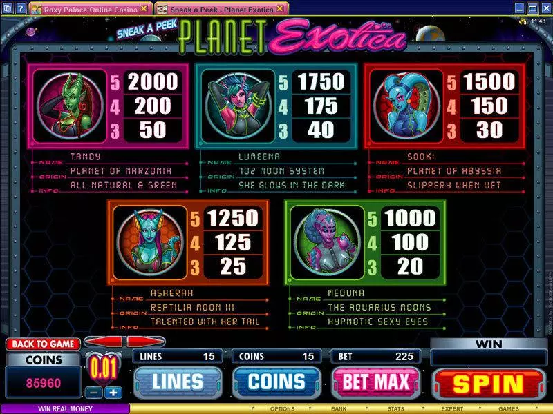 Sneak a Peek - Planet Exotica Microgaming Slot Game released in   - Free Spins