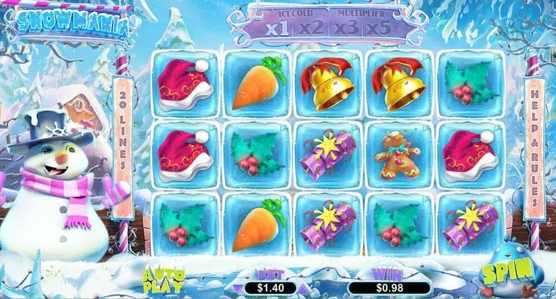 SnowMania RTG Slot Game released in November 2016 - Free Spins