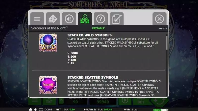 Sorcerers of the Night StakeLogic Slot Game released in November 2017 - Free Spins
