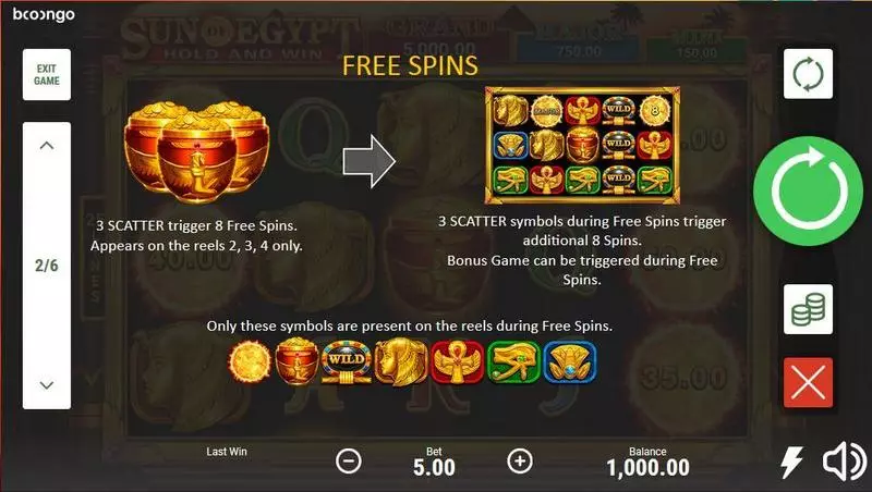 Sun Of Egypt Booongo Slot Game released in November 2019 - Free Spins