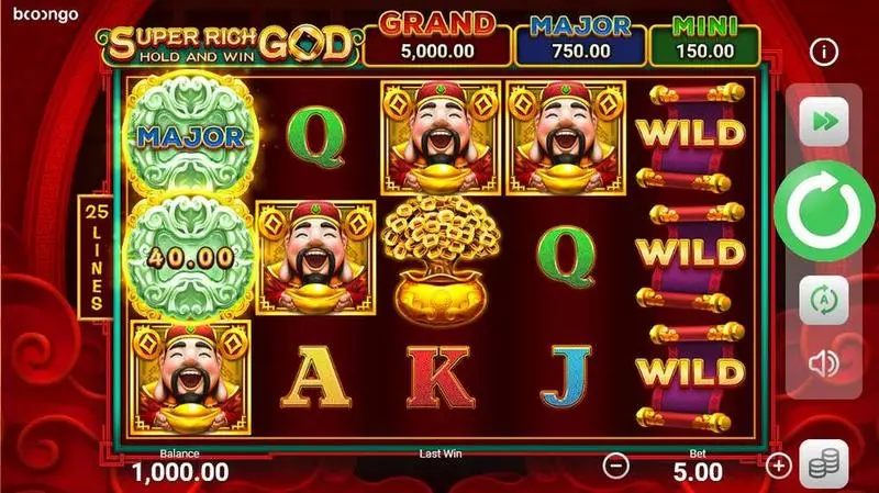 Super Rich God: Hold and Win Booongo Slot Game released in March 2021 - Free Spins