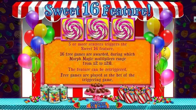 Sweet 16 RTG Slot Game released in December 2016 - Free Spins